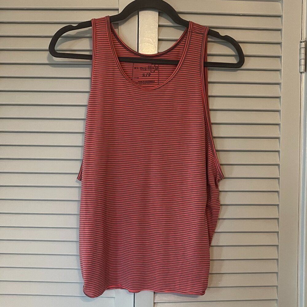 Free People We The Free Tank Top Striped Small Pink Grey Coral